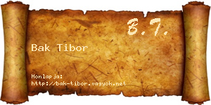 Bak Tibor névjegykártya